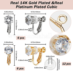 6 пара двухцветных латунных клипс с винтовой фурнитурой KK-BBC0010-24