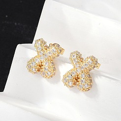 Boucles d'oreilles en laiton avec zircone cubique de micro pave&nbsp;EJEW-Z091-04G-X