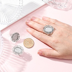 Старинные регулируемые железные компоненты цветок палец кольцо сеттинги ободок сплав кабошон X-PALLOY-O036-19AS