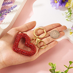 Handgemachte Schlüsselanhänger aus Polymer Clay mit Strassen und hohlen Herzen&nbsp;KEYC-TAC00069-01