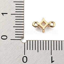 真鍮舗装クリアキュービックジルコニアコネクタチャーム  菱形リンク  ゴールドカラー  8.5x5x3mm  穴：1mm&nbsp;KK-C057-02G