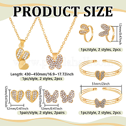 Комплект украшений из стразов в форме сердца-бабочки SJEW-HY0001-14