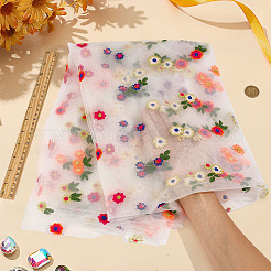Nappe en polyester brodée de marguerites&nbsp;AJEW-WH0816-374D