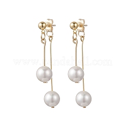 Серьги-гвоздики с круглыми бусинами-кисточками из нержавеющей стали 304 EJEW-JE06662