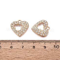 合金クリスタルラインストーンペンダント  ハートチャーム  ライトゴールド  17x16.5x2mm  穴：2mm&nbsp;FIND-C019-28KCG