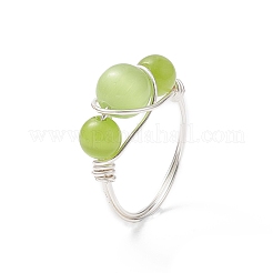 Anello da dito con perline occhio di gatto&nbsp;RJEW-JR00560-02