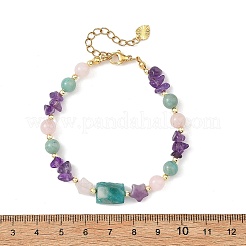 Braccialetti da donna con perline rotonde di quarzo rosa naturale&nbsp;BJEW-JB14510