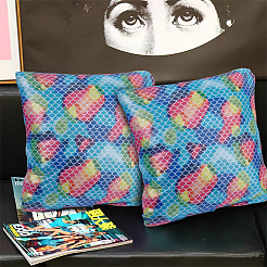 Полиэстер и спандекс ткань русалки/рыбьей чешуи DIY-WH0410-20