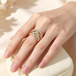 Bagues pour femmes en alliage de zinc multicouches serties de strass&nbsp;IA4421-8