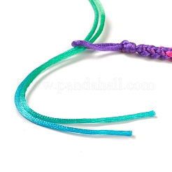 Fabrication de bracelets réglables tressés en polyester couleur arc-en-ciel pour femmes&nbsp;BJEW-F454-06