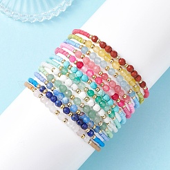 Браслет из стеклянного бисера и натуральных смешанных драгоценных камней для женщин (12 шт.)&nbsp;BJEW-MZ00311