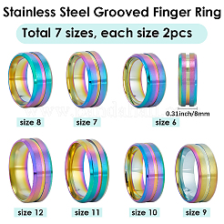 14 шт. 7 стиля из нержавеющей стали с рифлеными кольцами для пальцев&nbsp;STAS-SC0010-65RC
