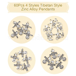 60шт 4 стиля подвески из цинкового сплава в тибетском стиле&nbsp;TIBEP-FS0001-35