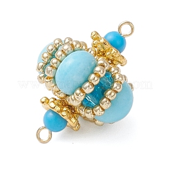 Подвески-соединители в форме ромба из окрашенной синтетической императорской яшмы и стеклянных бусин ручной работы&nbsp;PALLOY-MZ00960-02