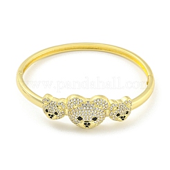 Bracelets à charnière en laiton avec micro pavé d'ours&nbsp;BJEW-Z062-11G