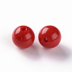 不透明なアクリルビーズ  ラウンド  ファイヤーブリック  12x11mm  穴：1.8mm&nbsp;X-MACR-S370-C12mm-A14