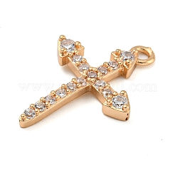 真鍮マイクロパヴェクリアキュービックジルコニアペンダント  18KGP本金メッキ  クロス  21x14.5x2.5mm  穴：1.6mm&nbsp;ZIRC-U003-01G-06