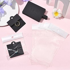 リング用長方形折りたたみ紙ジュエリーディスプレイカード50枚  50個のOPPプラスチックバッグ付き  ブラック  10.8x6x0.05cm&nbsp;CDIS-FS0001-31B