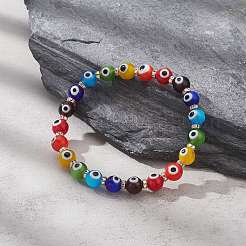 Ручной работы лэмпворк круглый браслет из бисера со стразами и стразами для женщин&nbsp;BJEW-JB09362