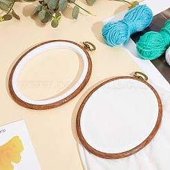 Cercles à broder au point de croix en plastique PP et PVC imitation bois&nbsp;DIY-WH20055-058B-01