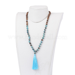 Ожерелья из натуральной океанской яшмы и дерева&nbsp;NJEW-JN02024