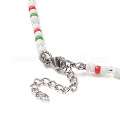 Collier pendentif lampwork arbre de noël avec des chaînes de fleurs de graines de verre pour les femmes&nbsp;NJEW-TA00070