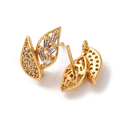 Фурнитура для сережек-гвоздиков из листовой латуни с микропаве из прозрачного кубического циркония KK-K382-32G