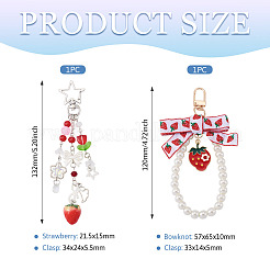 2 шт. клубничный искусственный жемчуг и акриловые подвесные украшения&nbsp;HJEW-TA0001-38
