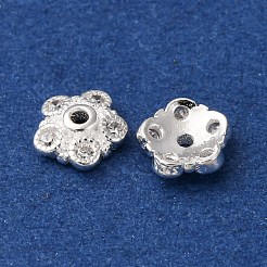 S925 серебряные прозрачные кубические циркониевые бусины-шапочки STER-A047-07B-S