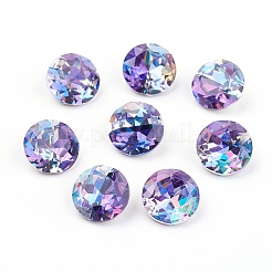 Cabochon in vetro con strass in vetro placcato oro e schiena a punta&nbsp;RGLA-J012-8mm-539LS