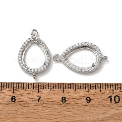 Каплевидные латунные микропаве из прозрачных кубических цирконий с коннектором и оправой из кабошона KK-NH0007-01P