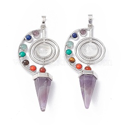 7 Chakra natürlicher Amethyst große Anhänger&nbsp;G-F733-02E