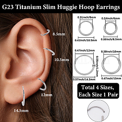 8 шт. 4 стиля гипоаллергенных серег-колец из чистого титана класса имплантов f136 EJEW-BBC0001-86