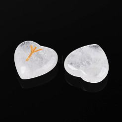 25 шт. натуральный кварцевый кристалл в форме сердца с гравировкой алфавита старшего футарка G-T144-02C