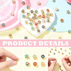 30 шт. 6-цветные бусины из сплава эмали светло-золотистого тона&nbsp;ENAM-YW0008-31