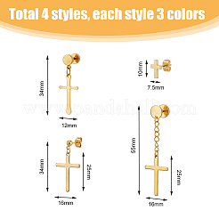 24 шт. 12 серьги-гвоздики из нержавеющей стали с крестообразными штифтами из нержавеющей стали 304 для женщин и мужчин EJEW-FI0002-06