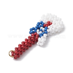 手作りのガラスシードビーズギターペンダント  304ステンレススチール製ジャンプリング付き  カラフル  44.5x17.5x5mm  穴：3mm&nbsp;PALLOY-MZ00501