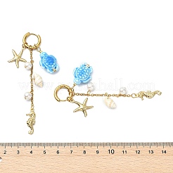 Boucles d'oreilles créoles pendantes Seahouse en acier inoxydable chirurgical 316&nbsp;EJEW-JE07129