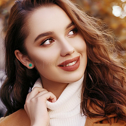 3 пара круглых серег-гвоздиков из натурального зеленого авантюрина в двух стилях с 3 серебряными булавками EJEW-FI0002-16