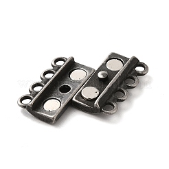 304ステンレススチール製マルチ連売りマグネットスライド留め具  1連  4穴  長方形  ガンメタ色  8mm  穴：22x18.5x6mm&nbsp;STAS-P325-05B