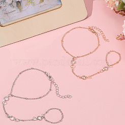 4 шт. 2-цветный сплав панцирного плетения браслеты-кольца для женщин BJEW-CY0001-07