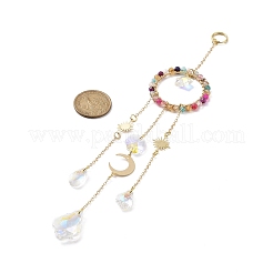 Тканая сетка/паутина из натурального агата с висящими на окне перьями ловцами солнца&nbsp;HJEW-JM00852-04