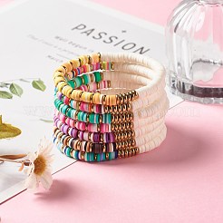 Набор эластичных браслетов из синтетического гематита и полимерной глины бусины хейши BJEW-JB07405