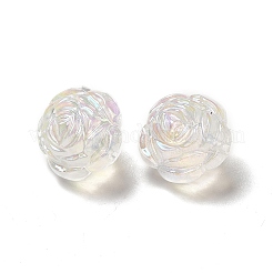 UVメッキ透明レインボー虹色アクリルビーズ  ローズ  透明  16x16.5x15mm  穴：2mm&nbsp;PACR-M001-05