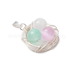 Подвески в виде птичьего гнезда из окрашенной натуральной селенитовой медной проволоки&nbsp;PALLOY-TA00228-01