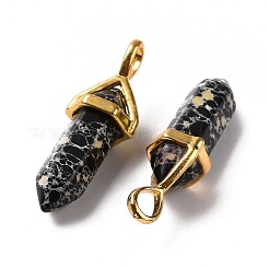 Подвески из синтетической черной императорской яшмы с заостренными концами&nbsp;G-K329-19G