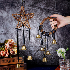 2 шт. 2 стиля ротанговые и железные колокольчики ведьмы ветряные колокольчики подвеска для двери украшение WICR-GF0001-01