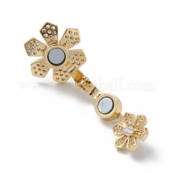 Стойка покрытие цветок латунь проложить прозрачный кубический цирконий сложить магнитные застежки KK-C019-21G