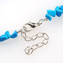 ミックスジェムストーンチップビーズアンクレット  亜鉛合金カニカンとアイアンエンドチェーン付き  230mm&nbsp;AJEW-AN00063