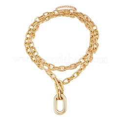 Ожерелья из сплава с двухслойной овальной подвеской NJEW-Z078-01KCG